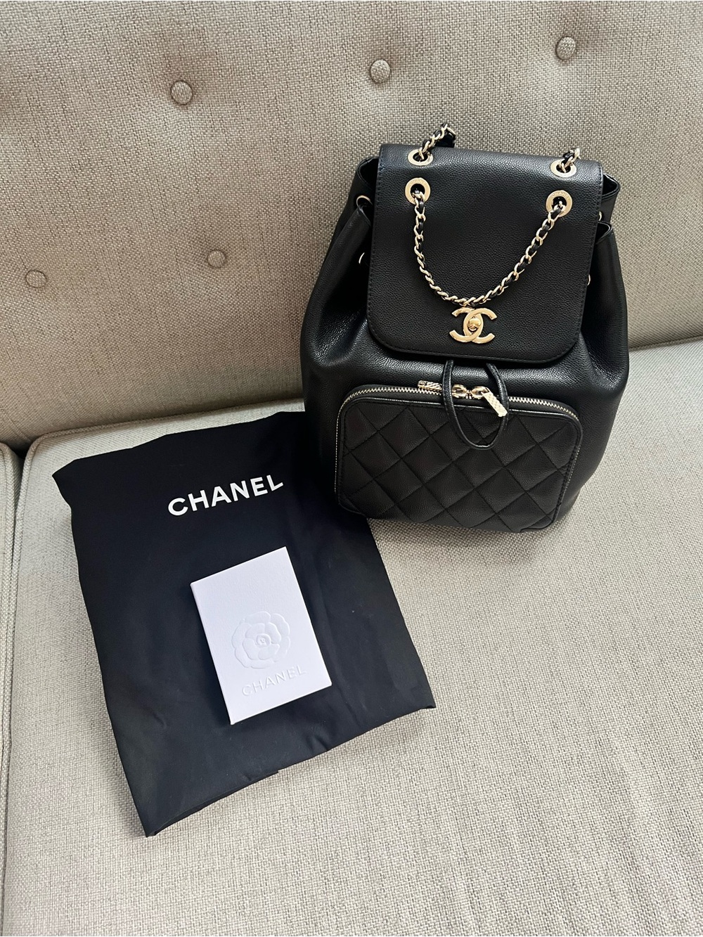 CHANEL Caviar Quilted Business Affinity Backpack Black with Receipt